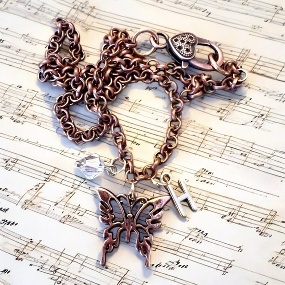 Harry Styles inspired butterfly Initial H and crystal necklace - Picture 6 of 15